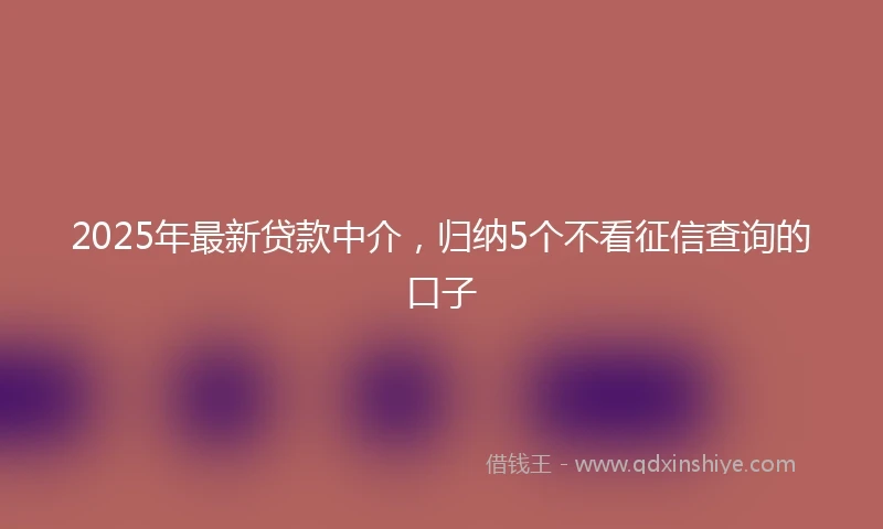 2025年最新贷款中介，归纳5个不看征信查询的口子
