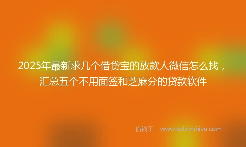 2025年最新求几个借贷宝的放款人微信怎么找，汇总五个不用面签和芝麻分的贷款软件