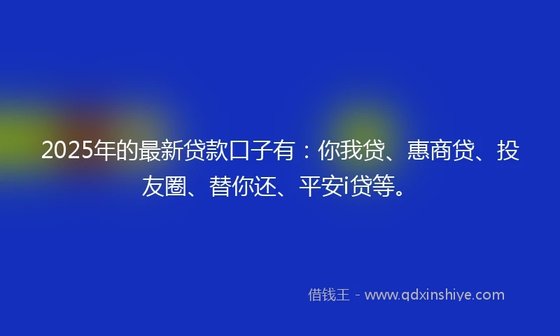 2025年的最新贷款口子有：你我贷、惠商贷、投友圈、替你还、平安i贷等。