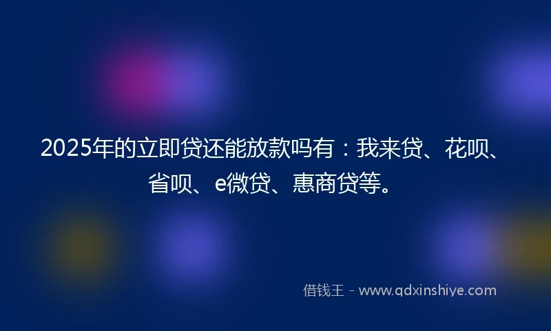 2025年的立即贷还能放款吗有：我来贷、花呗、省呗、e微贷、惠商贷等。