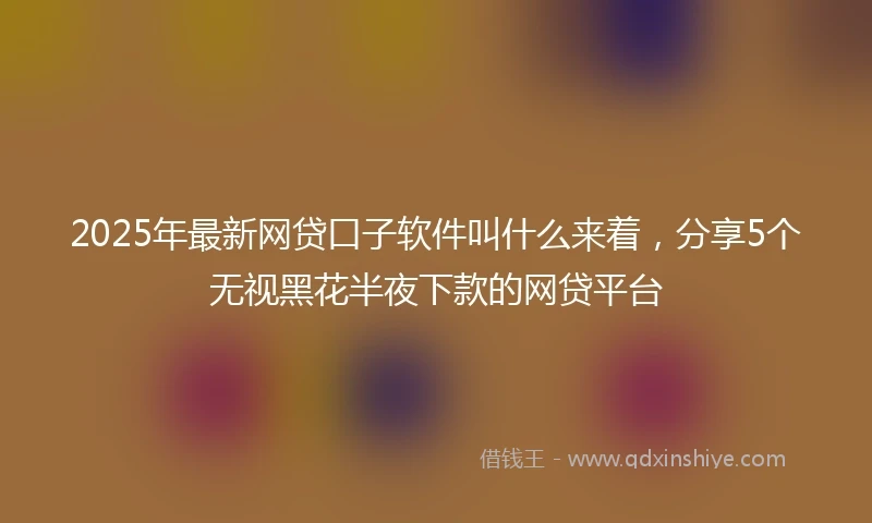 2025年最新网贷口子软件叫什么来着，分享5个无视黑花半夜下款的网贷平台