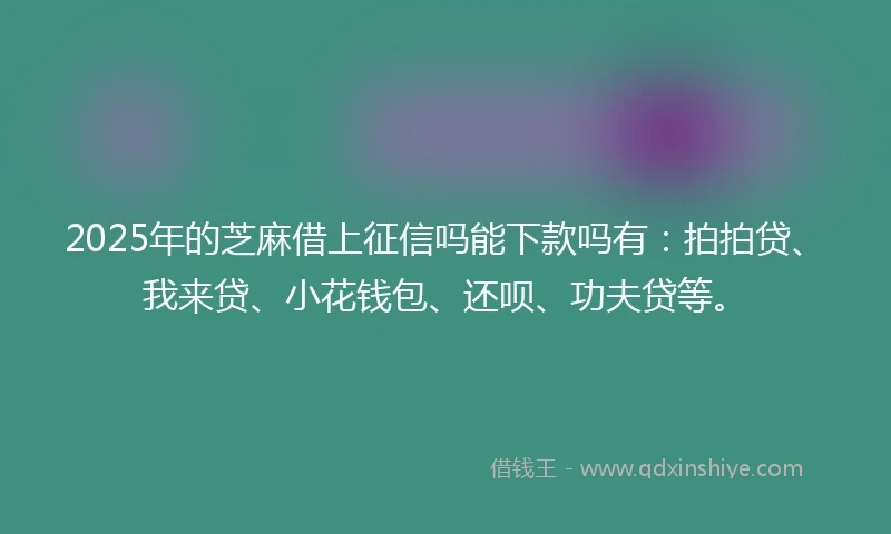 2025年的芝麻借上征信吗能下款吗有：拍拍贷、我来贷、小花钱包、还呗、功夫贷等。