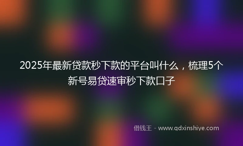 2025年最新贷款秒下款的平台叫什么,梳理5个新号易贷速审秒下款口子