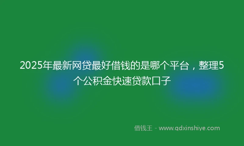 2025年最新网贷最好借钱的是哪个平台，整理5个公积金快速贷款口子