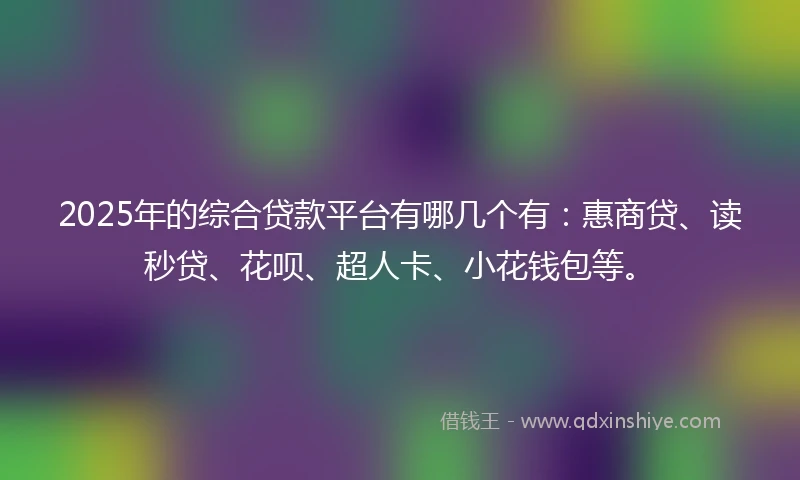 2025年的综合贷款平台有哪几个有：惠商贷、读秒贷、花呗、超人卡、小花钱包等。