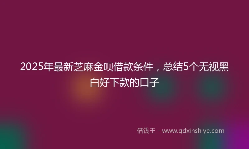2025年最新芝麻金呗借款条件，总结5个无视黑白好下款的口子