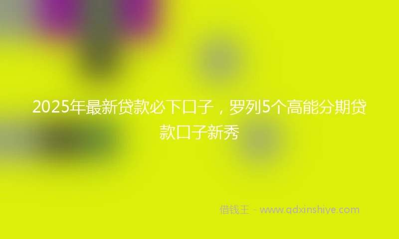 2025年最新贷款必下口子,罗列5个高能分期贷款口子新秀