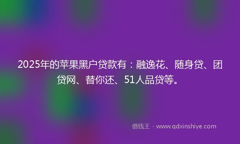 2025年的苹果黑户贷款有：融逸花、随身贷、团贷网、替你还、51人品贷等。