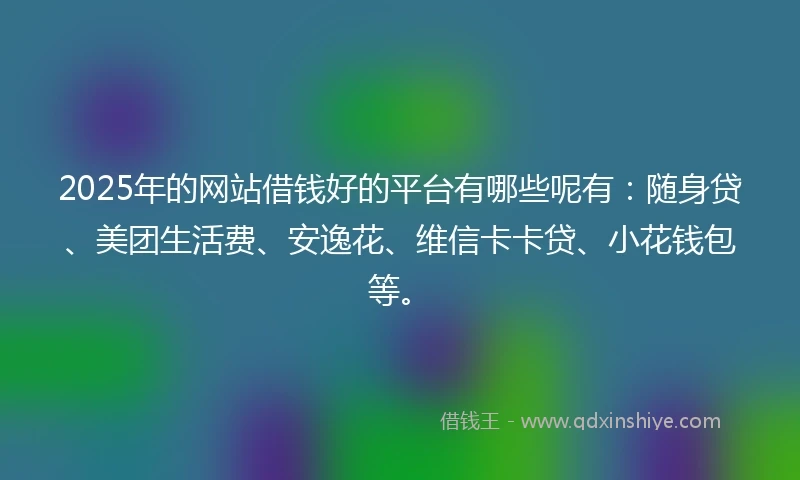 2025年的网站借钱好的平台有哪些呢有：随身贷、美团生活费、安逸花、维信卡卡贷、小花钱包等。