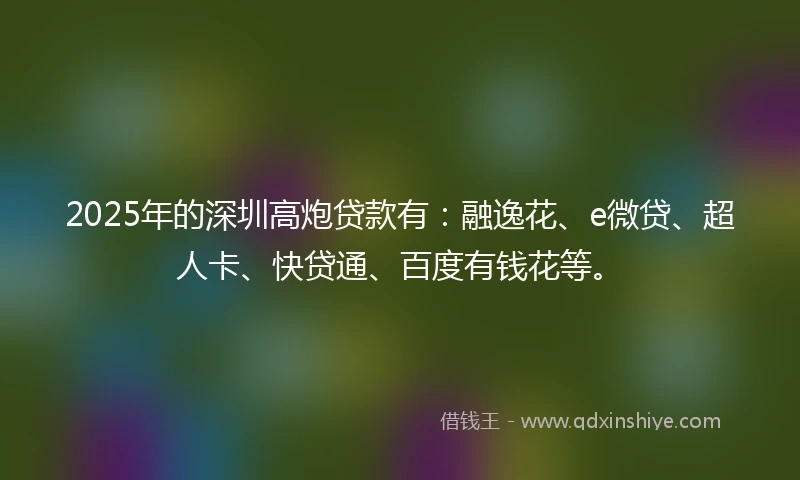 2025年的深圳高炮贷款有：融逸花、e微贷、超人卡、快贷通、百度有钱花等。
