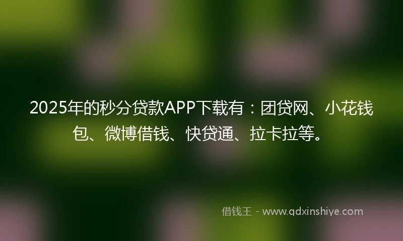 2025年的秒分贷款APP下载有：团贷网、小花钱包、微博借钱、快贷通、拉卡拉等。