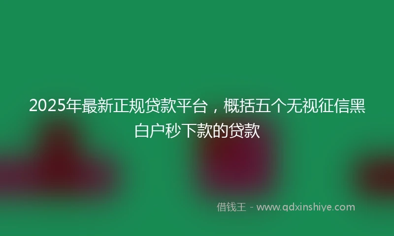 2025年最新正规贷款平台，概括五个无视征信黑白户秒下款的贷款