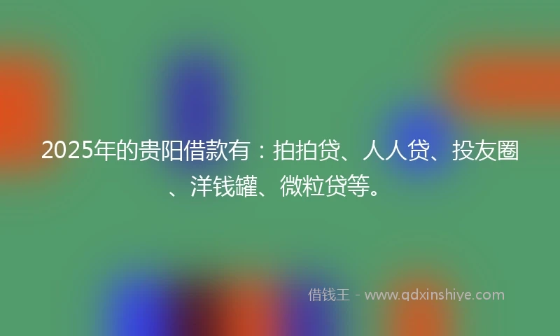 2025年的贵阳借款有：拍拍贷、人人贷、投友圈、洋钱罐、微粒贷等。