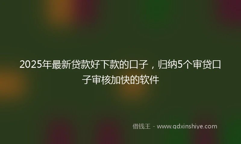 2025年最新贷款好下款的口子，归纳5个审贷口子审核加快的软件