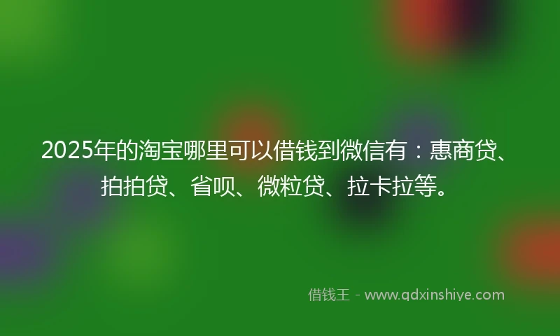 2025年的淘宝哪里可以借钱到微信有：惠商贷、拍拍贷、省呗、微粒贷、拉卡拉等。