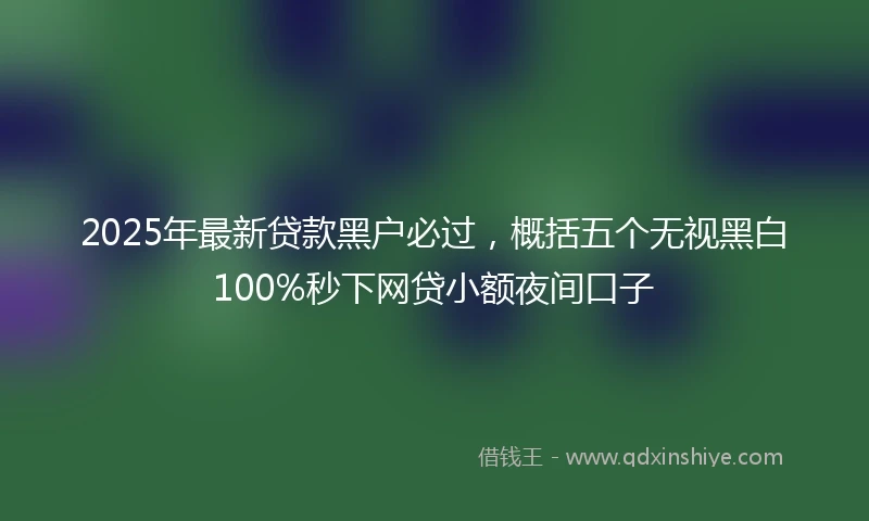 2025年最新贷款黑户必过,概括五个无视黑白100%秒下网贷小额夜间口子