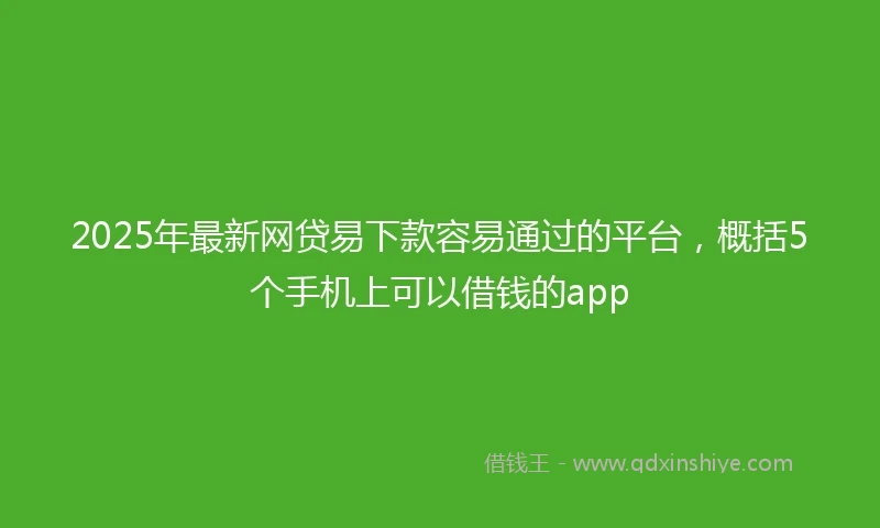 2025年最新网贷易下款容易通过的平台，概括5个手机上可以借钱的app