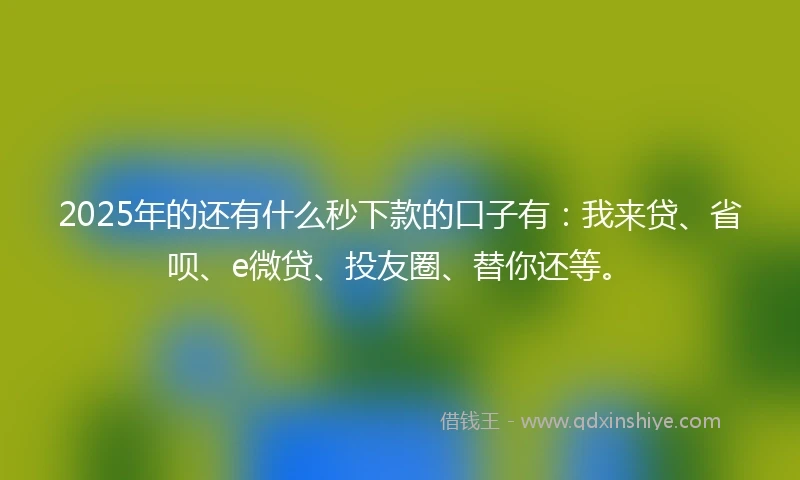 2025年的还有什么秒下款的口子有：我来贷、省呗、e微贷、投友圈、替你还等。