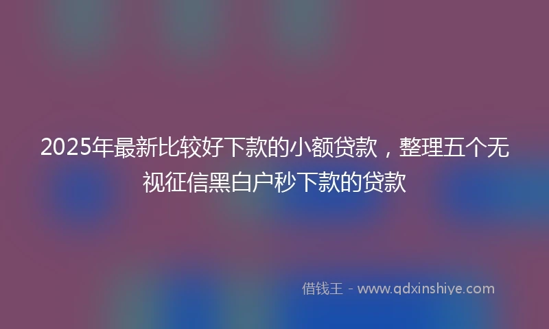 2025年最新比较好下款的小额贷款，整理五个无视征信黑白户秒下款的贷款