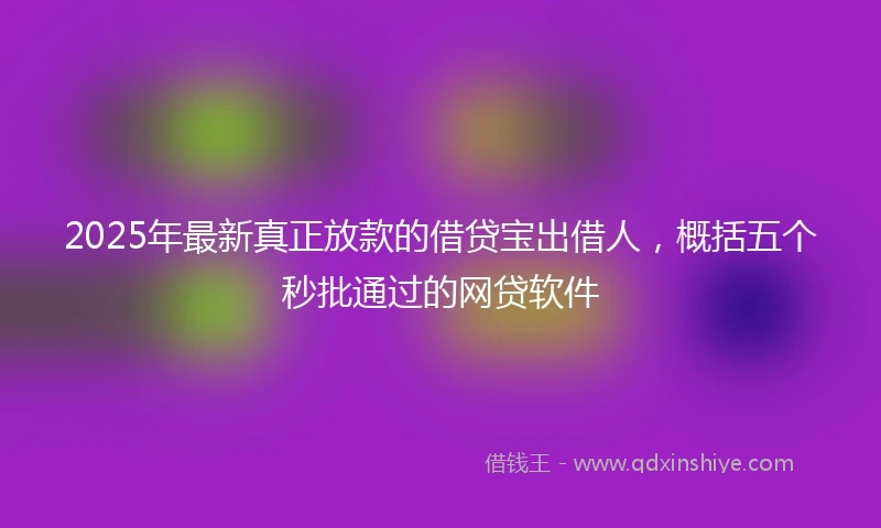 2025年最新真正放款的借贷宝出借人，概括五个秒批通过的网贷软件