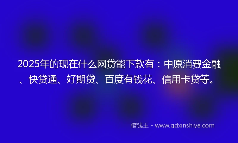 2025年的现在什么网贷能下款有：中原消费金融、快贷通、好期贷、百度有钱花、信用卡贷等。
