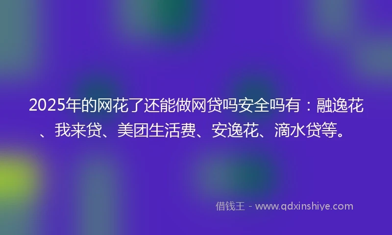 2025年的网花了还能做网贷吗安全吗有：融逸花、我来贷、美团生活费、安逸花、滴水贷等。