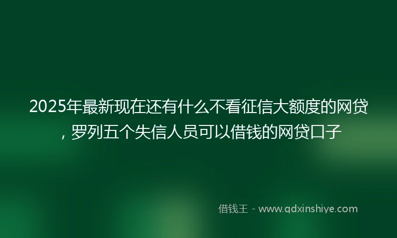 2025年最新现在还有什么不看征信大额度的网贷，罗列五个失信人员可以借钱的网贷口子