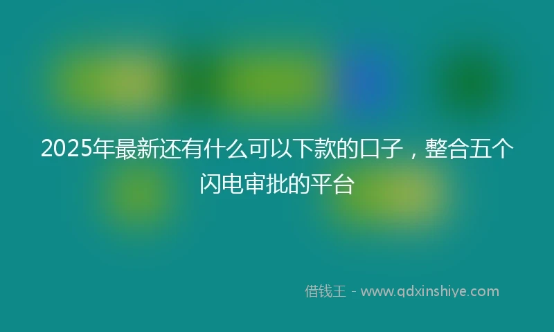 2025年最新还有什么可以下款的口子，整合五个闪电审批的平台