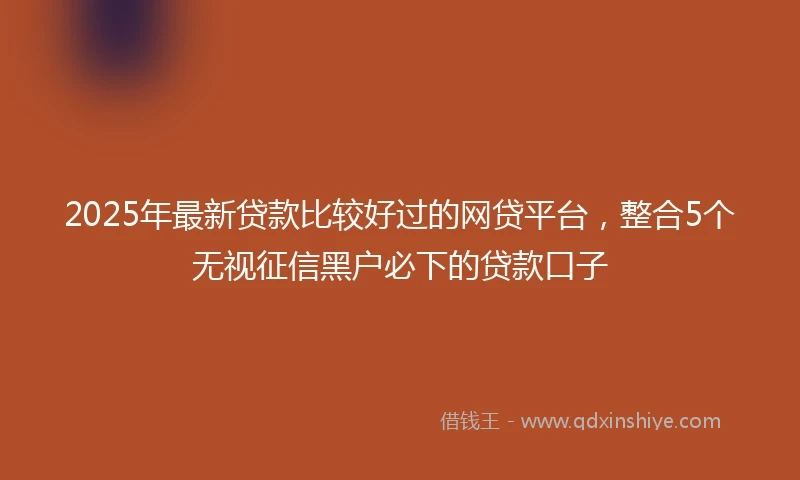 2025年最新贷款比较好过的网贷平台，整合5个无视征信黑户必下的贷款口子