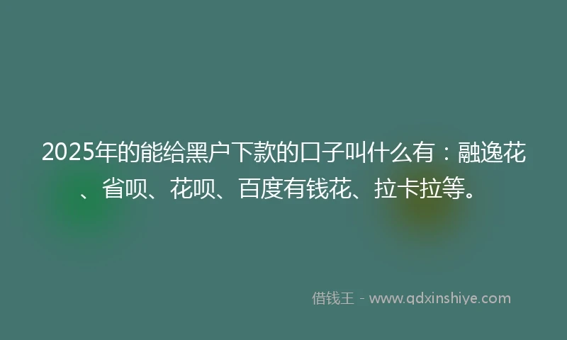 2025年的能给黑户下款的口子叫什么有：融逸花、省呗、花呗、百度有钱花、拉卡拉等。