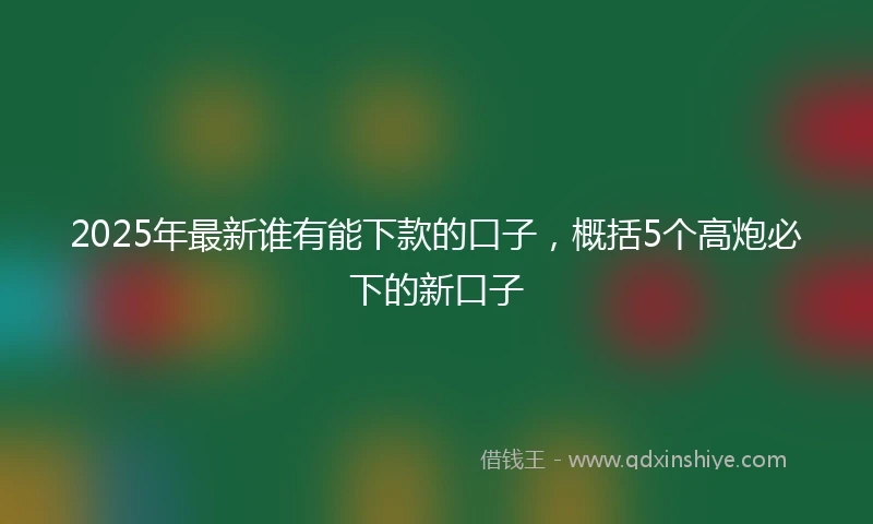 2025年最新谁有能下款的口子，概括5个高炮必下的新口子