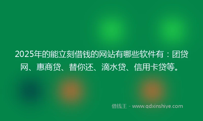 2025年的能立刻借钱的网站有哪些软件有：团贷网、惠商贷、替你还、滴水贷、信用卡贷等。