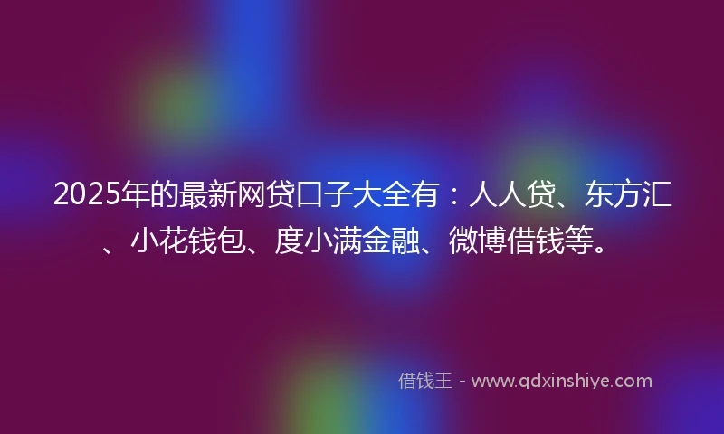 2025年的最新网贷口子大全有：人人贷、东方汇、小花钱包、度小满金融、微博借钱等。