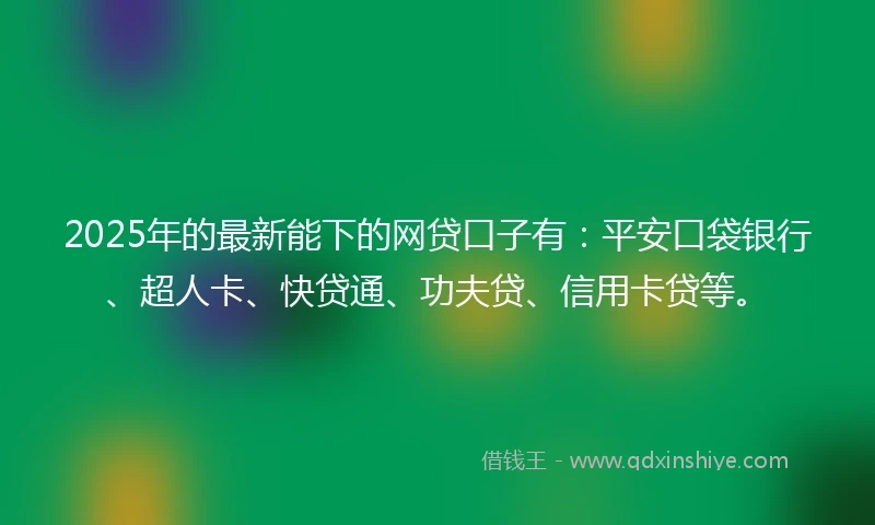 2025年的最新能下的网贷口子有：平安口袋银行、超人卡、快贷通、功夫贷、信用卡贷等。