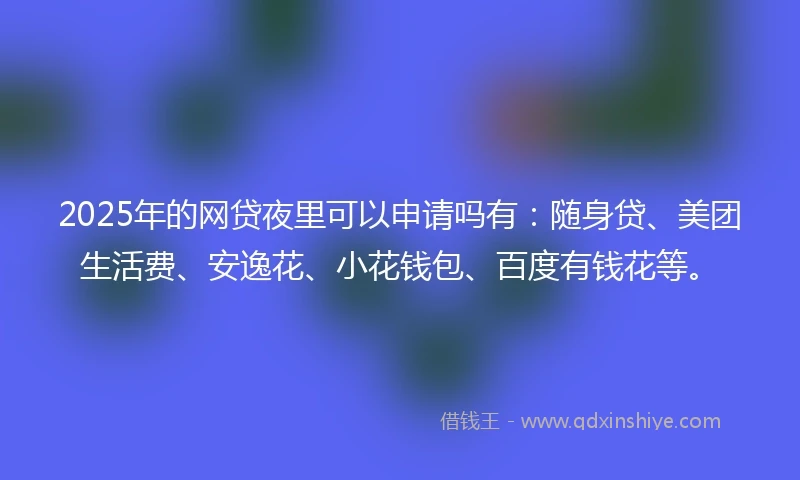 2025年的网贷夜里可以申请吗有：随身贷、美团生活费、安逸花、小花钱包、百度有钱花等。