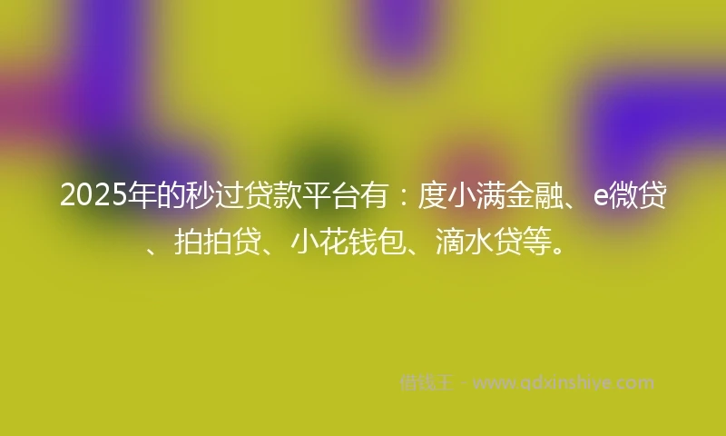 2025年的秒过贷款平台有：度小满金融、e微贷、拍拍贷、小花钱包、滴水贷等。