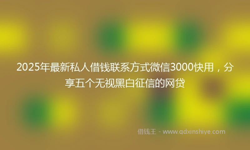 2025年最新私人借钱联系方式微信3000快用，分享五个无视黑白征信的网贷