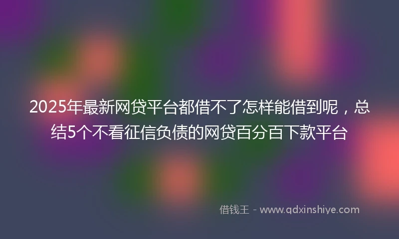 2025年最新网贷平台都借不了怎样能借到呢，总结5个不看征信负债的网贷百分百下款平台