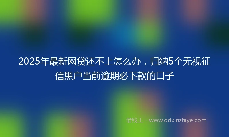 2025年最新网贷还不上怎么办，归纳5个无视征信黑户当前逾期必下款的口子