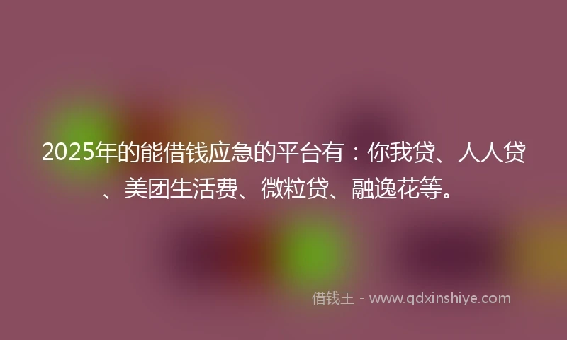 2025年的能借钱应急的平台有：你我贷、人人贷、美团生活费、微粒贷、融逸花等。
