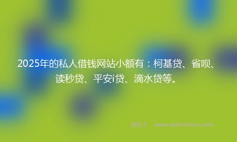 2025年的私人借钱网站小额有：柯基贷、省呗、读秒贷、平安i贷、滴水贷等。