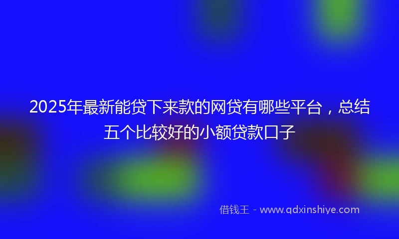 2025年最新能贷下来款的网贷有哪些平台,总结五个比较好的小额贷款口子