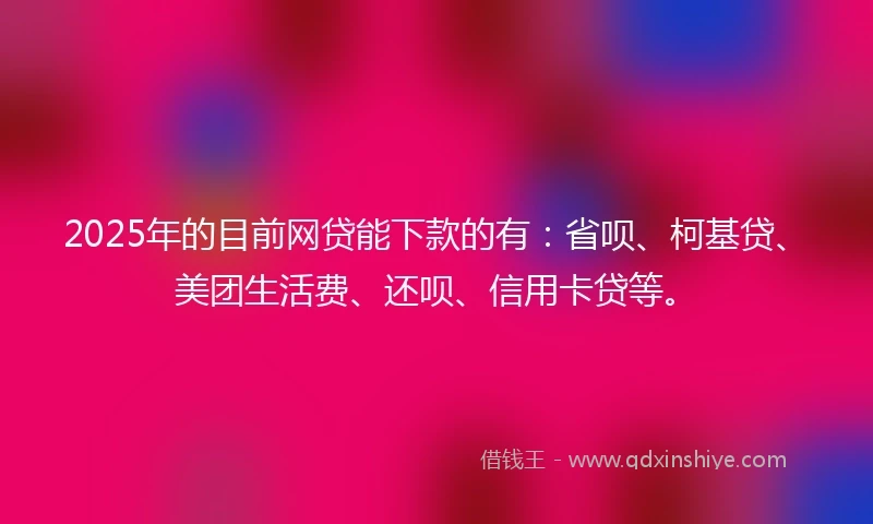 2025年的目前网贷能下款的有：省呗、柯基贷、美团生活费、还呗、信用卡贷等。