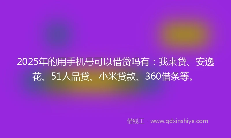 2025年的用手机号可以借贷吗有：我来贷、安逸花、51人品贷、小米贷款、360借条等。