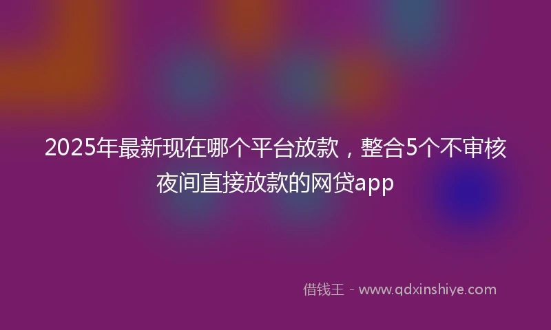2025年最新现在哪个平台放款，整合5个不审核夜间直接放款的网贷app