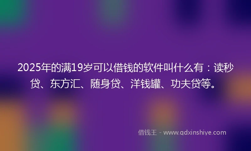 2025年的满19岁可以借钱的软件叫什么有：读秒贷、东方汇、随身贷、洋钱罐、功夫贷等。