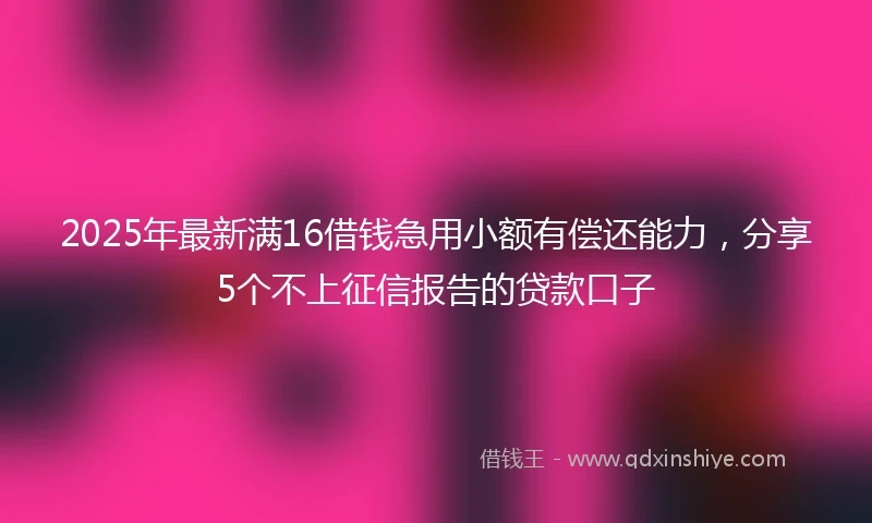 2025年最新满16借钱急用小额有偿还能力，分享5个不上征信报告的贷款口子