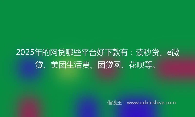 2025年的网贷哪些平台好下款有：读秒贷、e微贷、美团生活费、团贷网、花呗等。