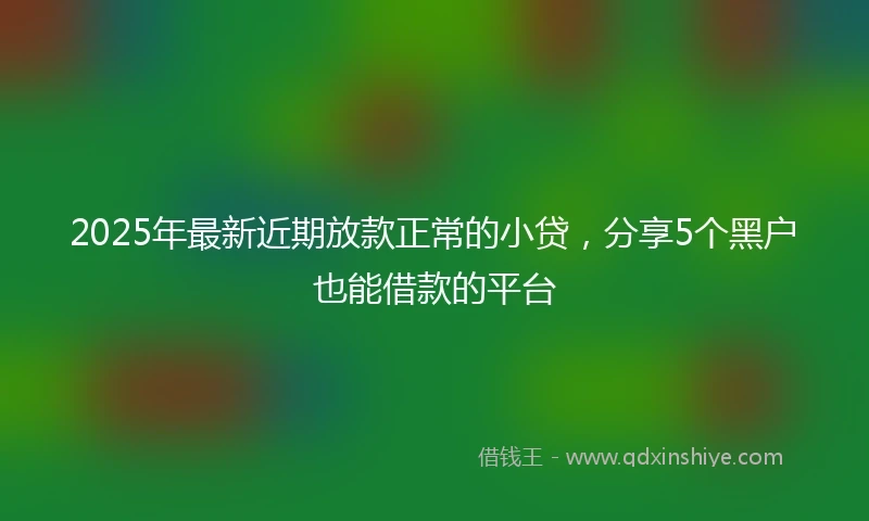 2025年最新近期放款正常的小贷,分享5个黑户也能借款的平台