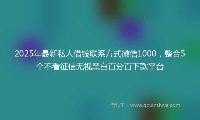 2025年最新私人借钱联系方式微信1000，整合5个不看征信无视黑白百分百下款平台